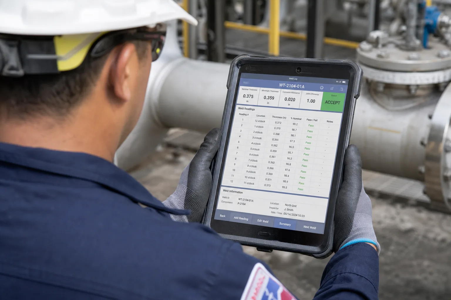 Inspector reviewing digital inspection records